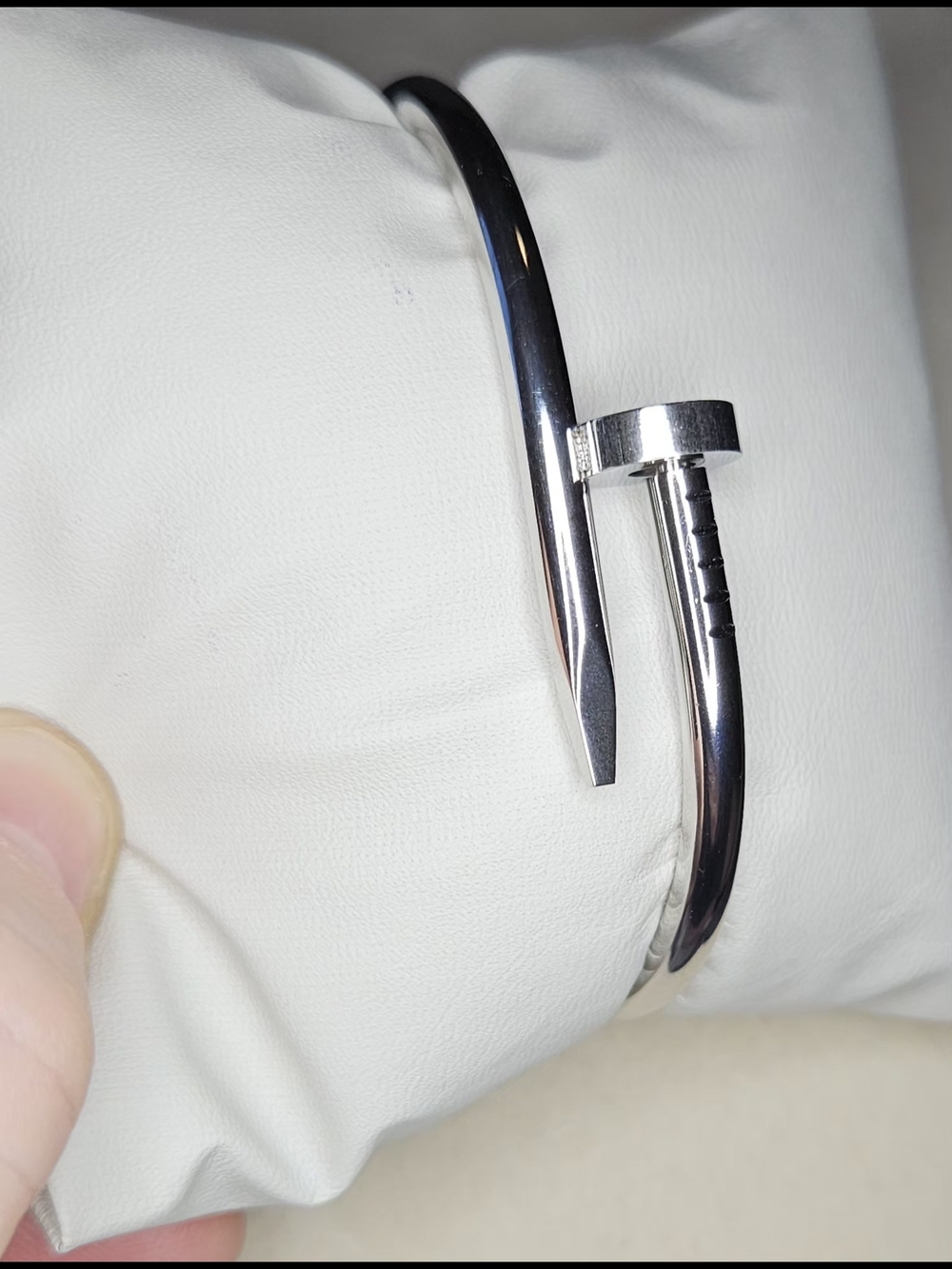 Stainless Steel Nail-Style Cuff Bracelet - Sleek Modern Design